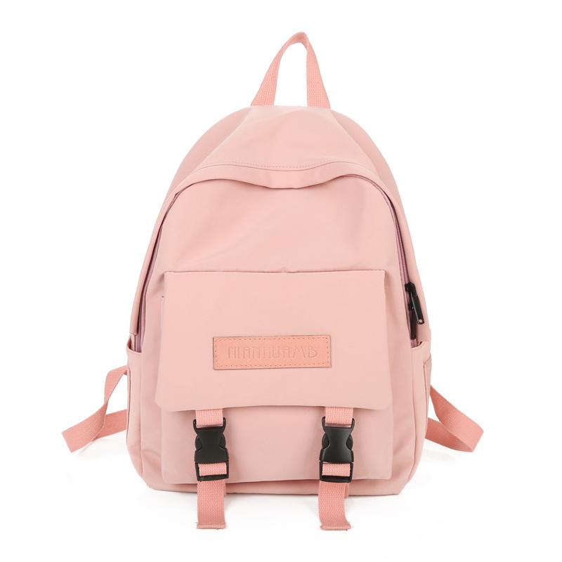 Backpack Women Backpack Women Shoulder Bag solid color School Bag For Teenage Girl Children Backpacks Travel Bag: Pink