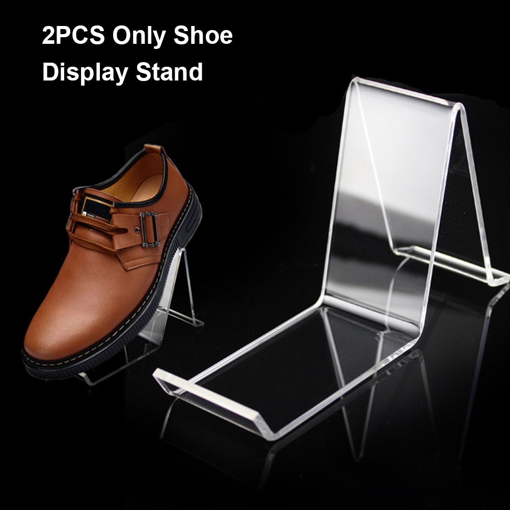 2pcs/set Portable Shoe Display Stand Angled Cabinet Multifunction Heels For Store Corner Clear Acrylic Home Retail Sandal Holder
