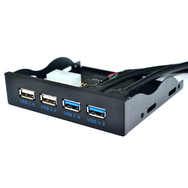 H1111Z-HUB USB 2,0 3,0, de 4 puertos Panel frontal, divisor de concentrador, adaptador de soporte combinado interno para escritorio, Bahía flexible de 3,5 pulgadas: Negro