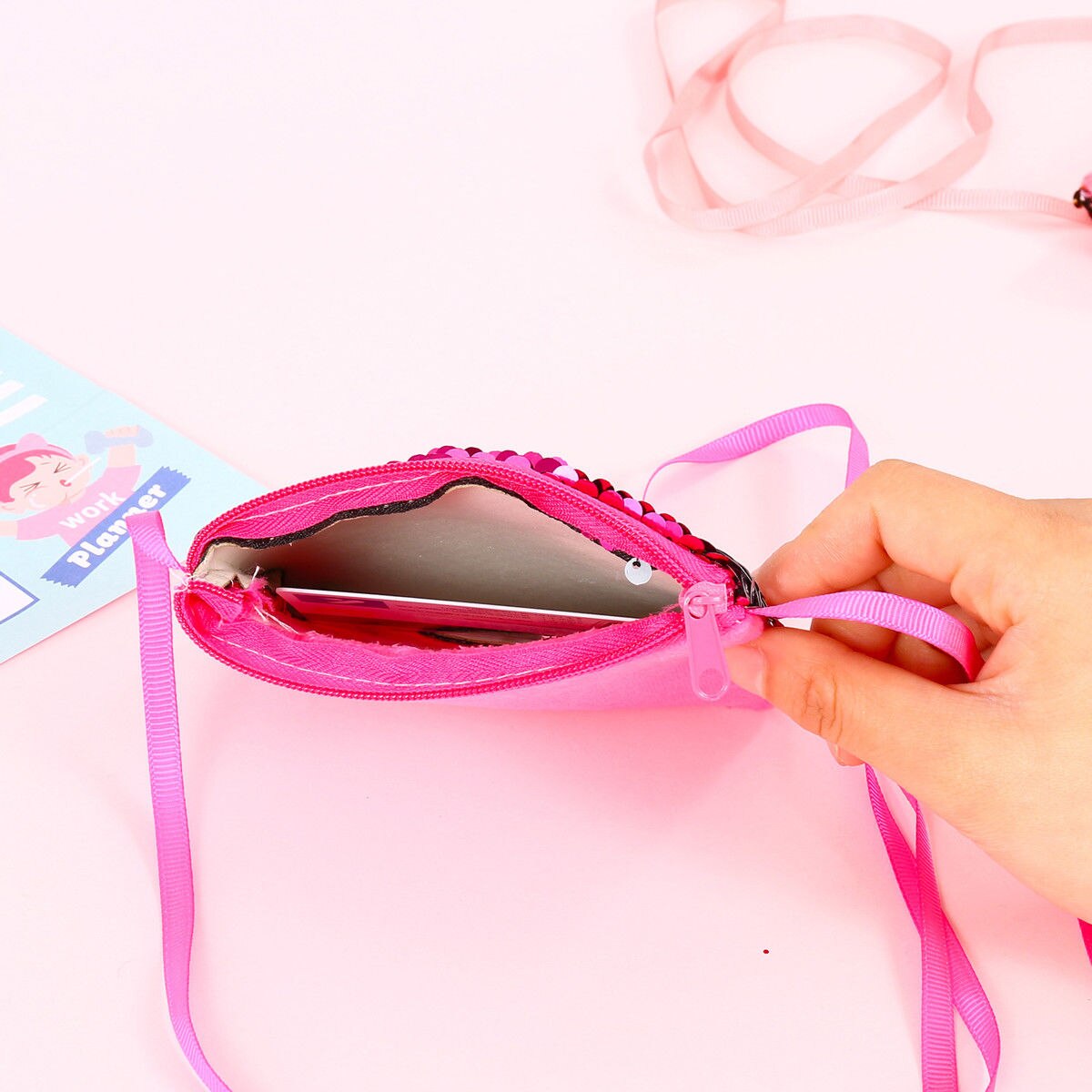 Børnetaske glitter pailletter crossbody taske dejlig pung lynlås pose mini messenger skuldertaske taske populær