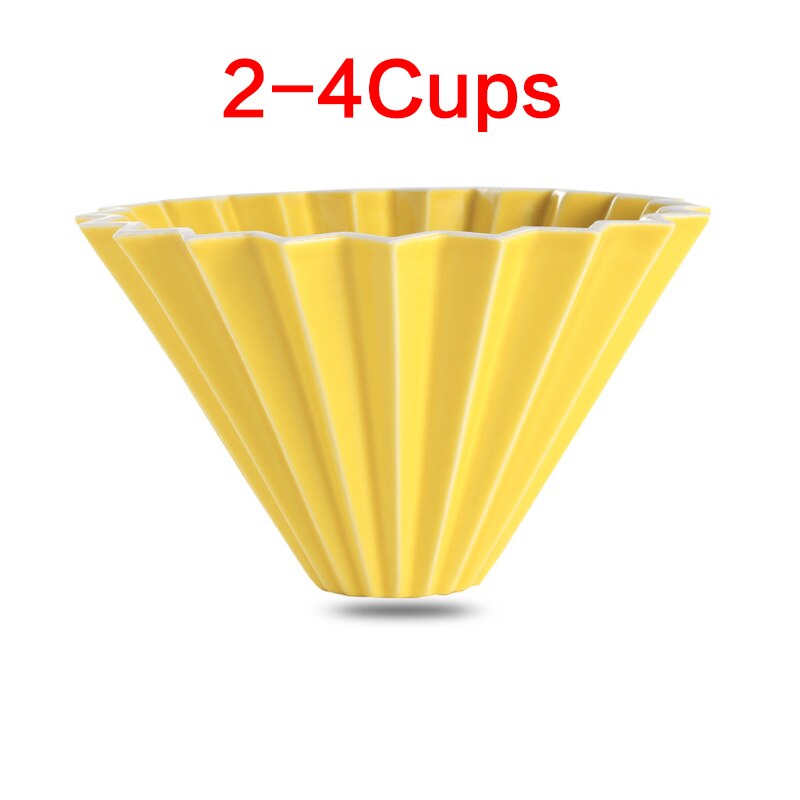Ceramic Coffee Dripper 1-2Cups 1-4Cups Engine Style Coffee Drip Filter Cup Permanent Pour Over Coffee Maker: 2-4 Cups Yellow