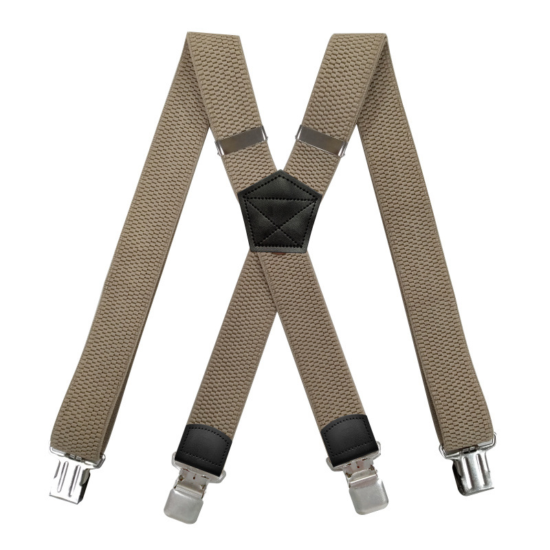 Heren Zware Grote En Lange Bretels 3.8Cm Breed X Terug Met 4 Sterke Clips Verstelbare Elastische Werk Broek bretels-Zwart Bruin