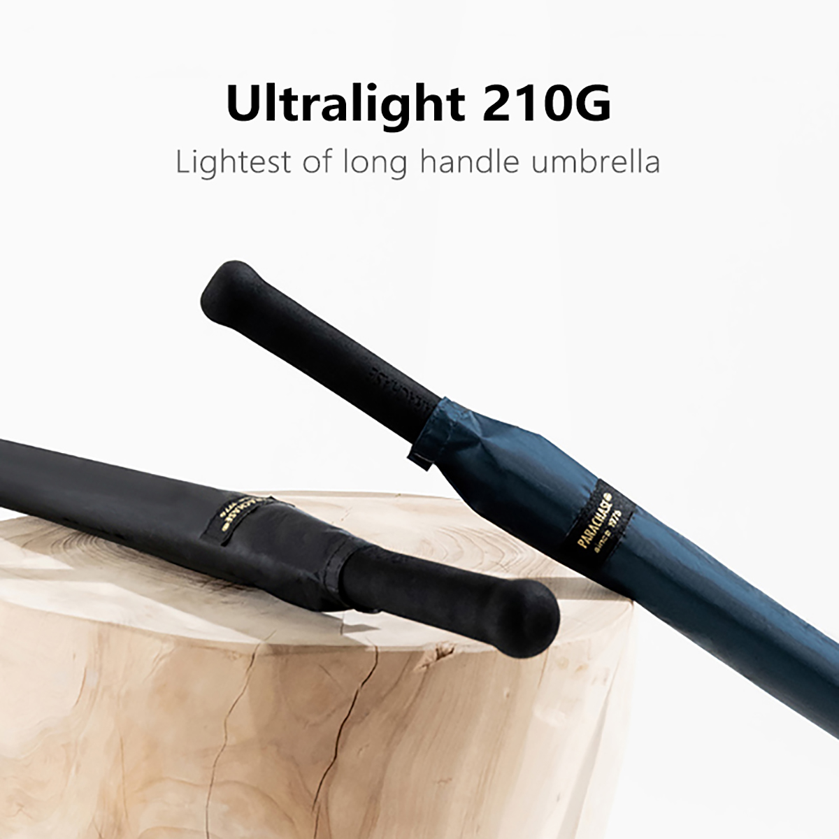 Paraguas de fibra de carbono para hombre y mujer, sombrilla ultraligera de lujo con mango largo, protector solar, solo 210g