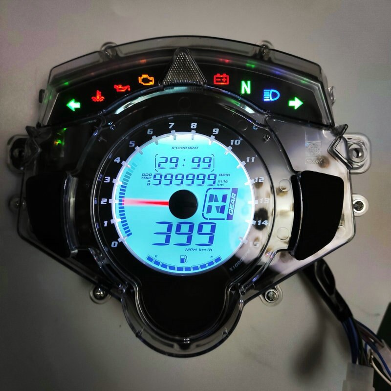 7 Color Motorcycle Instrument Lcd Digital Gauge Speedometer Tachometer Odometer Display for Yamaha Lc135