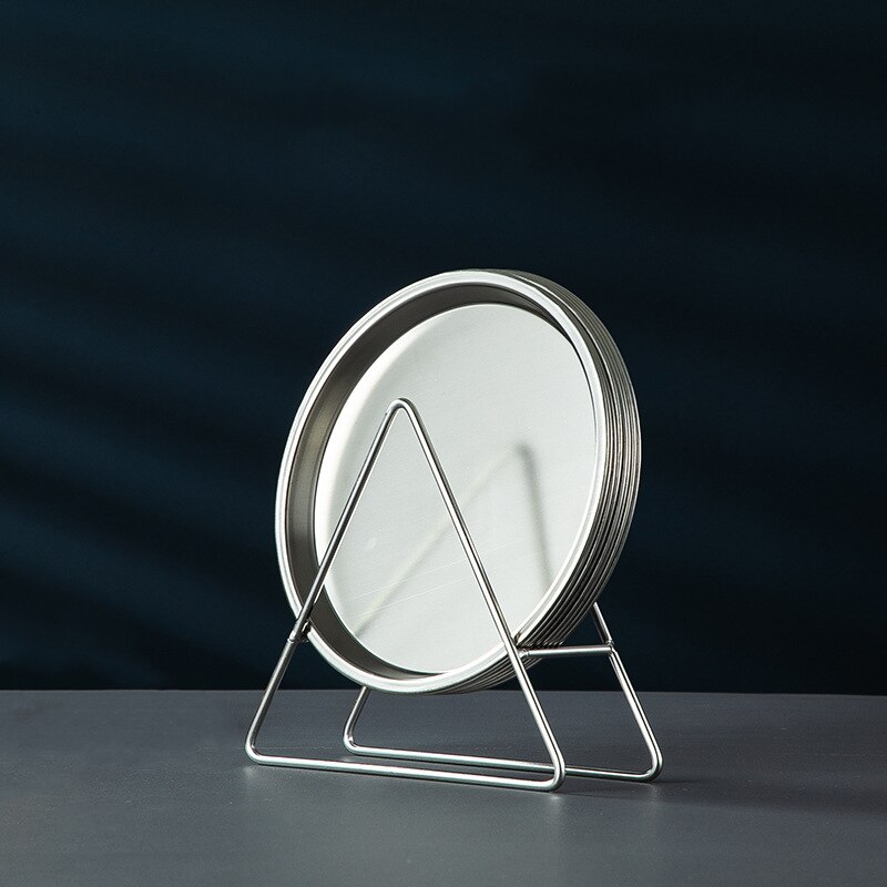 Stainless Steel Dinner Plates Restaurant Gold Serving Tray Round Dessert Cake Snack Dishes Silver Storage Plate Korean Cutlery