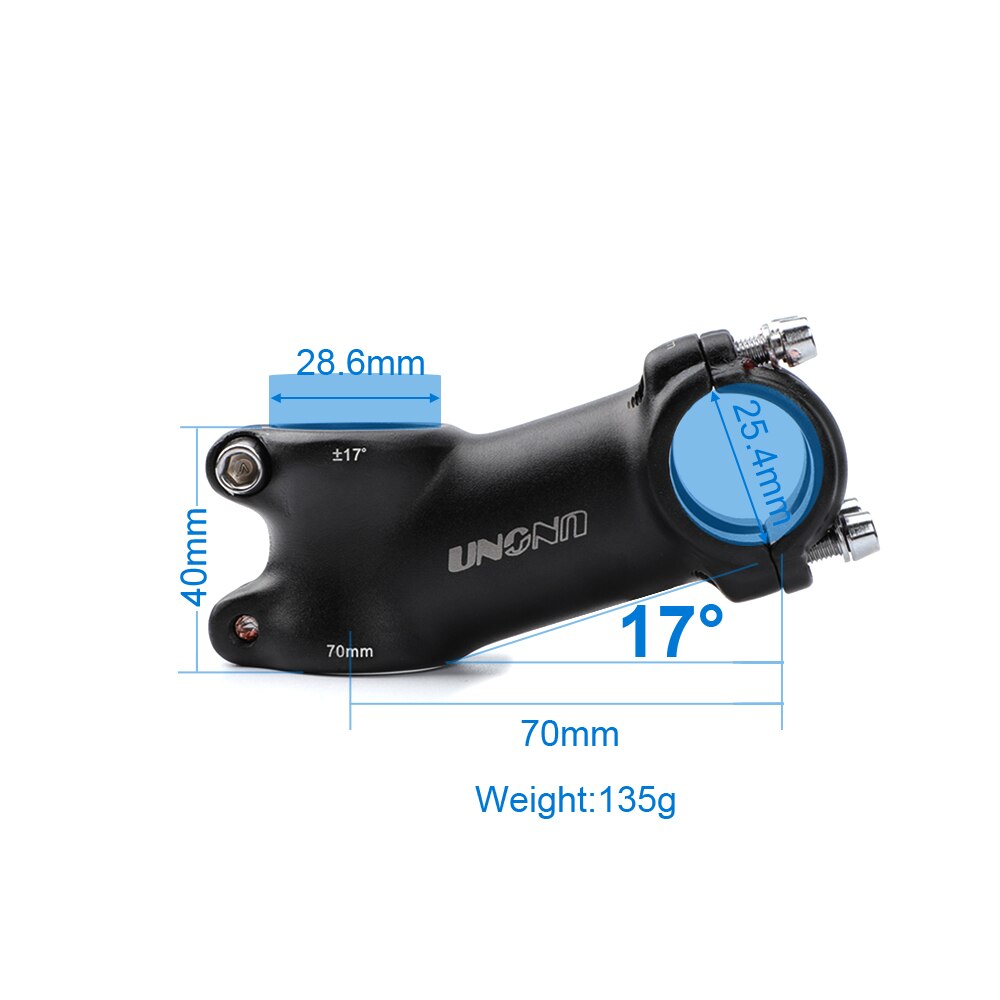 UNO Handlebar MTB Power 17 Degree Bike Handlebar Stem 25.4 Bicycle Parts Handle Bike Stem Off Road 70-120mm Bar Fork Riser: 25.4x70mm stem 17