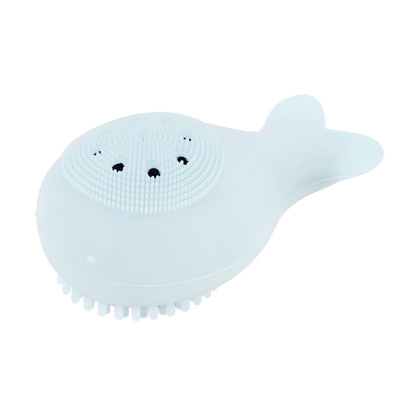 1pcs Silicone Small Whale Wash Brush Whale Cleansing Brush Cleansing Instrument Clean Nose Brush Cleansing Tool: Light Blue(opp)