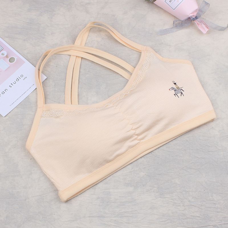 1pc Cotton Baby Girls Bras Solid Color Young Girls Underwear For Sport Wireless Small Training Puberty Bras Undergarment Clothes