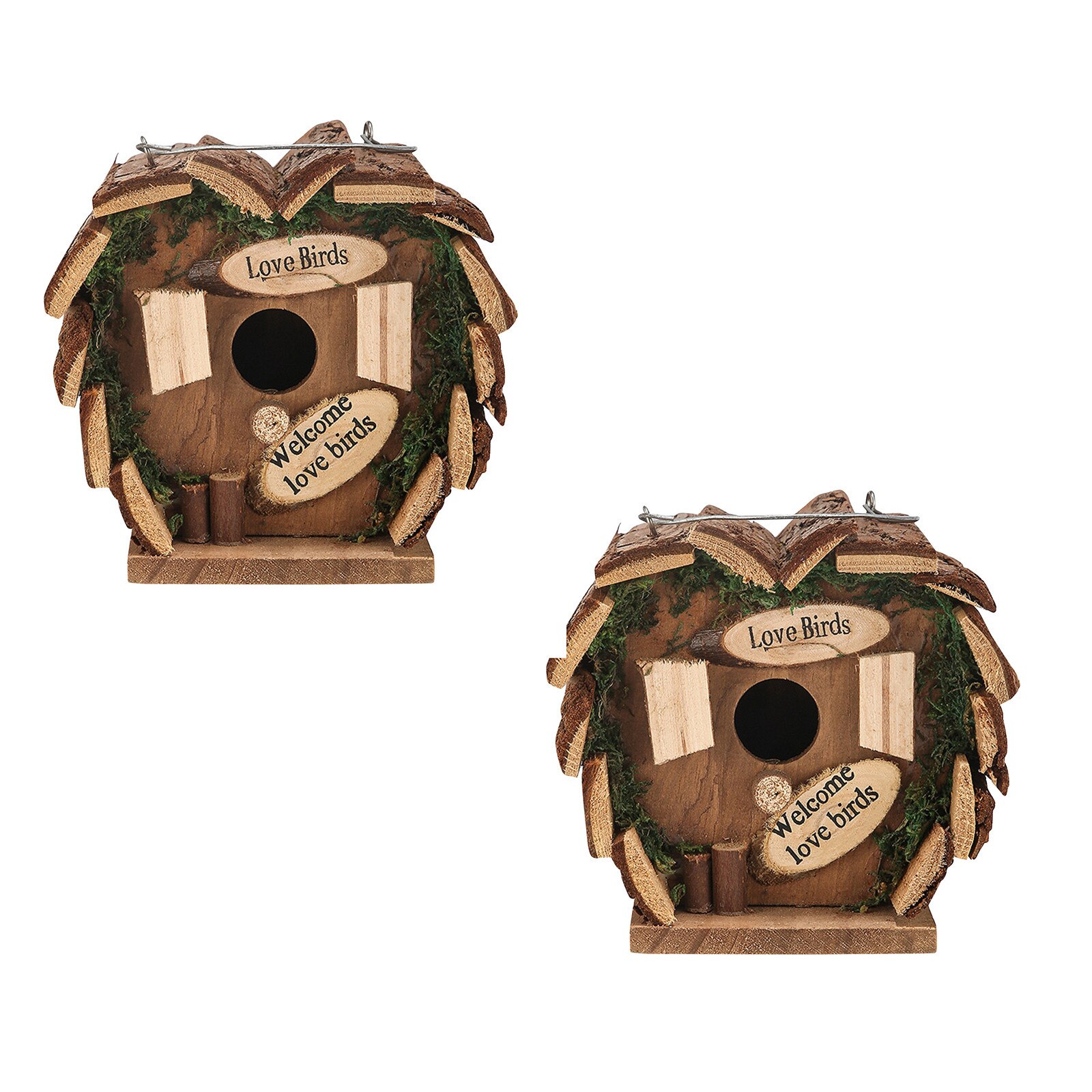 Wooden Birdhouse Garden Courtyard Wooden Bird House Nesting Box Hanging Bird Nests Home Garden Decoration Wooden: A