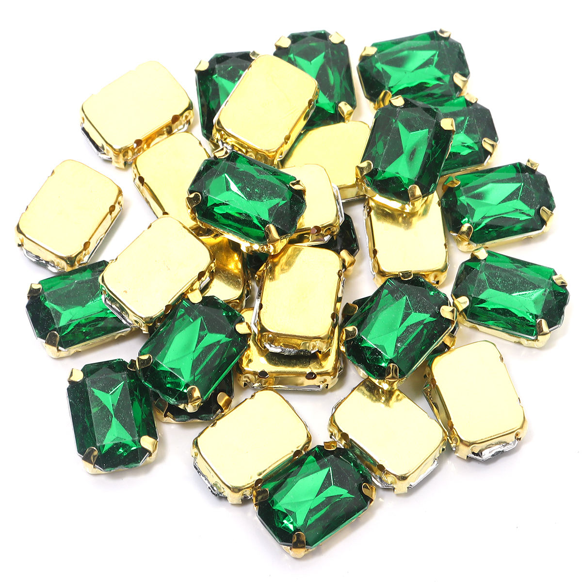 30 stuks 10 x 14mm rechthoekige kristallen glazen strass-steentjes, handgenaaide acryl strass-steentjes met gouden klauw voor kledingaccessoires: Blauw