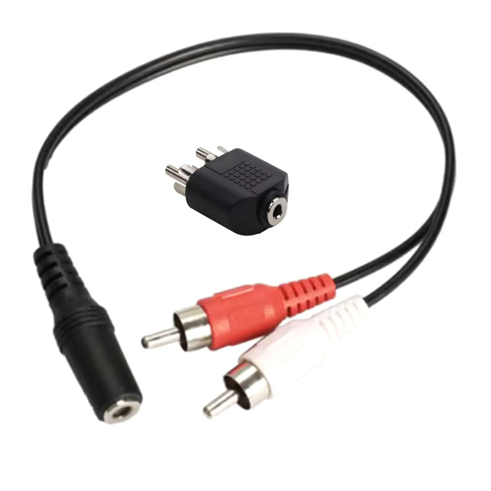 RCA-Kabel, 3,5-mm-Klinkenstecker, Stereo-Audiokabel auf 2 RCA-Buchse, Buchse auf Stecker auf Kopfhörer, AUX-Y-Adapter für DVD-Verstärker: Silber