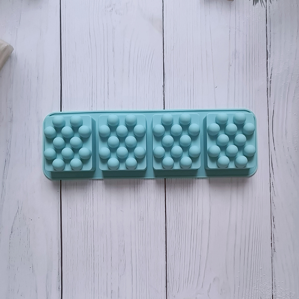 Molde de jabón de masaje con 4 agujeros, moldes cuadrados de silicona para hacer jabón, molde de barra de loción antiadherente hecho a mano, artesanía de aromaterapia DIY: Amarillo claro