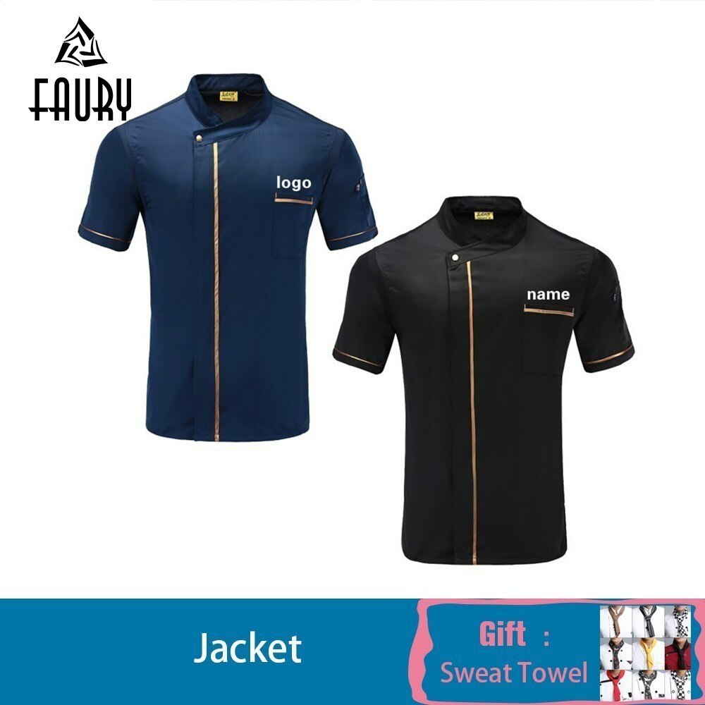 Chef Uniform Short Sleeve Phnom Penh Cook Jacket Summer Restaurant Hotel Barbers Work Shirt Unisex Estampar El Nombre