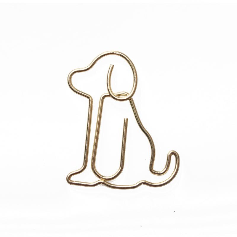 Goldene Hund Clip Ebene büroklammern Karikatur Papier Clips Kreative Anpassung Spezielle-geformt Gold Papier Clips Kawaii Schreibwaren: E