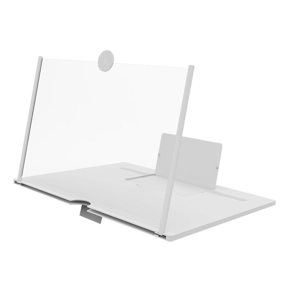 Niversal Mobiele Telefoon Screen Vergrootglas 3D Vergroter Vergrootglas Video Versterker Projector Beugel Desktop Holder Stand Voor Telefoon: White