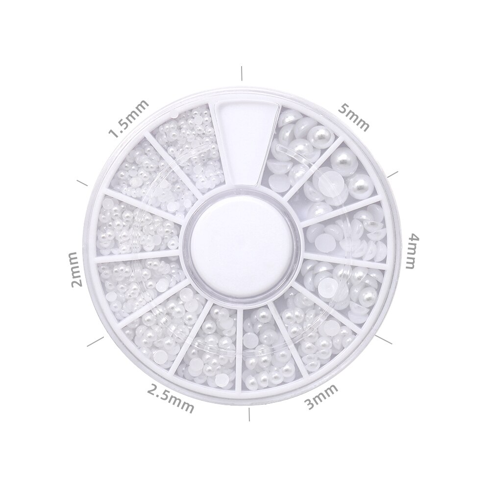 HNUIX-Cuentas 3d de diamantes de imitación para decoración de uñas, adornos para manicura de salón de belleza, color blanco, mezcla de tamaños: 08