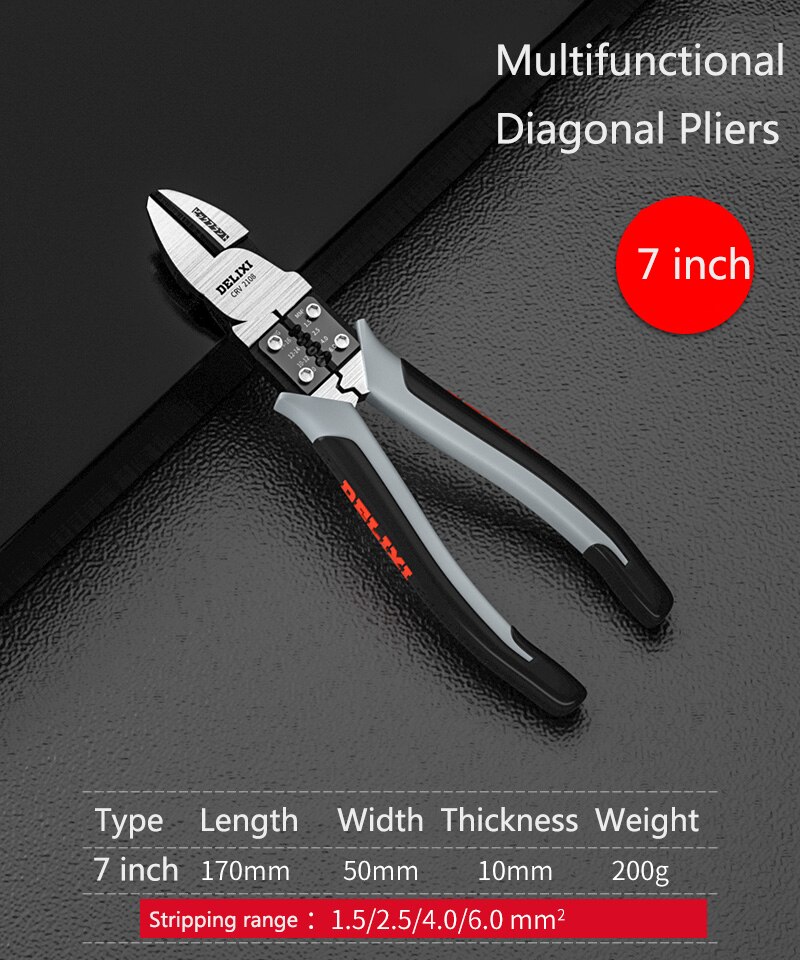 Multifunctional Wire Cutters Pliers Needle Nose Pliers Diagonal Pliers Wire Cable Cutters Hardware Plier Electrician Hand Tools: Diagonal plier 7inch