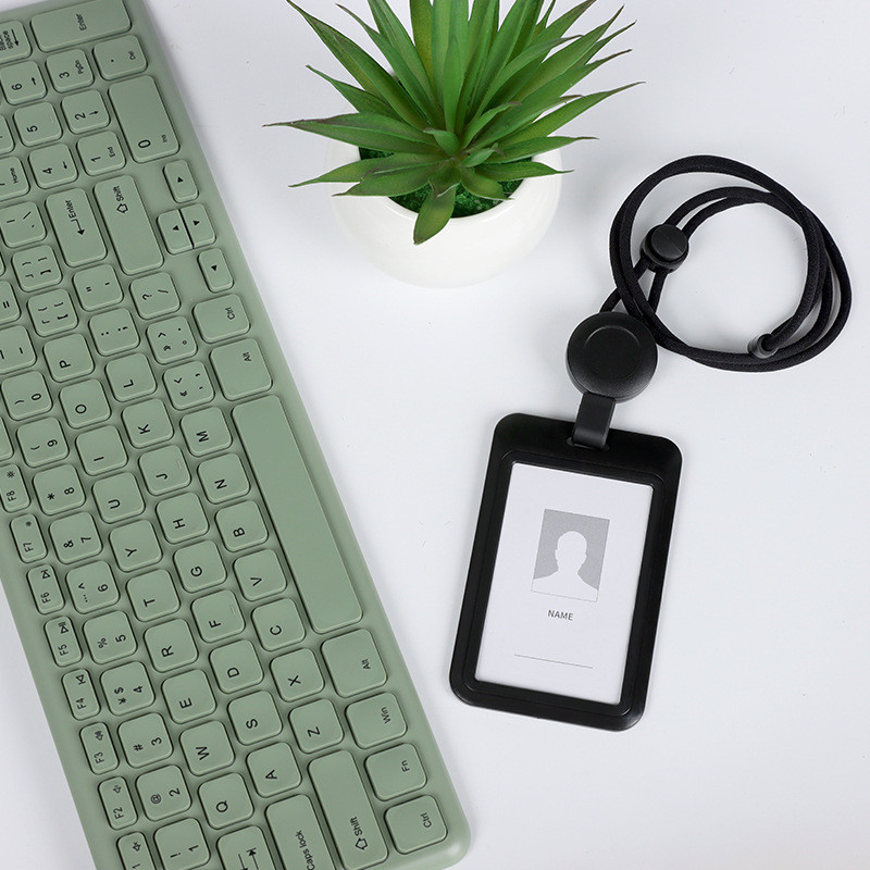 Credential Holder Retractable Badge Holders Adjustable Card Holder Pendant for Cards Removable Reel Holder Simple Accessories: black