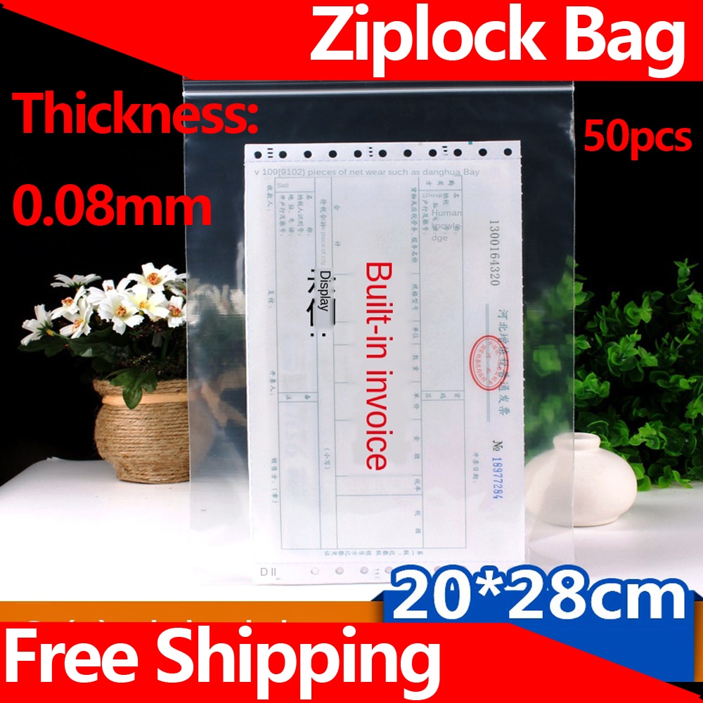 Ziplock Zak Plastic Verpakking Zak Transparante Informatie Opslag Plastic Zak 20X28cm 0.08Mm Dikke Verzegelde Voedsel Zak