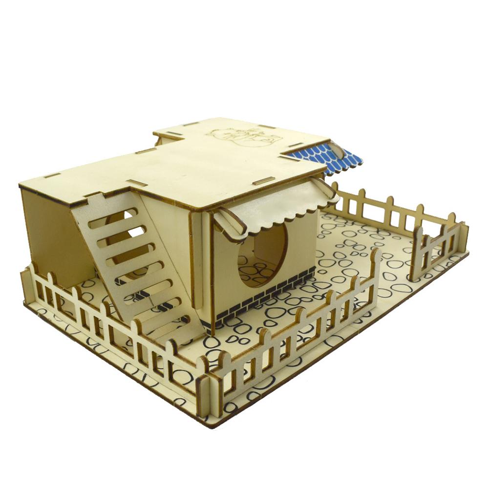 Cama para mascotas, casa para hámster, cabaña oculta, escaleras de doble planta para mascotas, túnel, patio de juegos de juguete para mascotas pequeñas: A