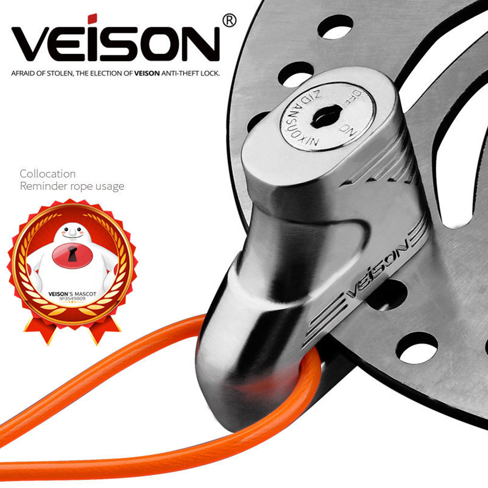 VEISON Motorradschloss, Rolle, Fahrrad, Aluminiumlegierung, Diebstahlsicherung, Bremse, Fahrradschloss, wasserdichte Bremsen, Scheiben-Motorradschloss