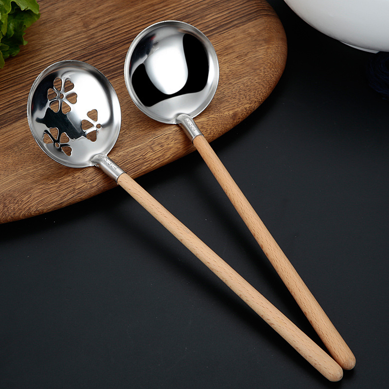 Stainless Steel Soup Spoon/Colander Durable Anti-Corrosion Kitchen Utensils Anti-scald and heat-insulation spoon Soup Pot