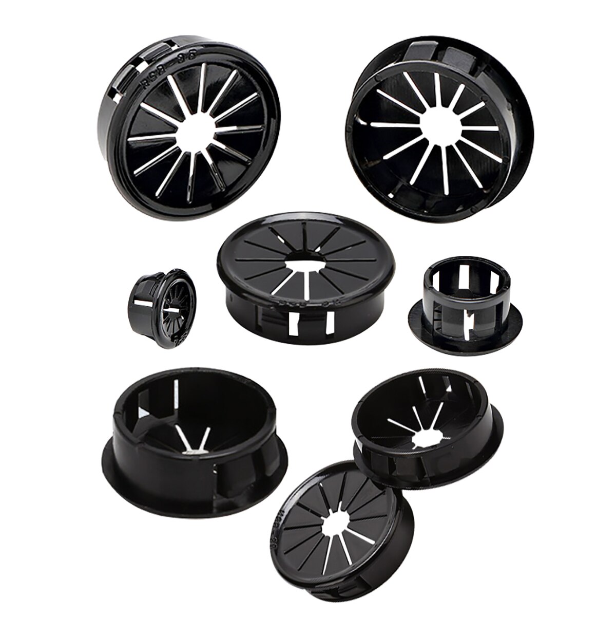 10pcs 16-50mm Plastic Round Table Wire Hole Covers Computer PC Desk Cable Outlet Port Snap-on Grommet Line Holder Organizer