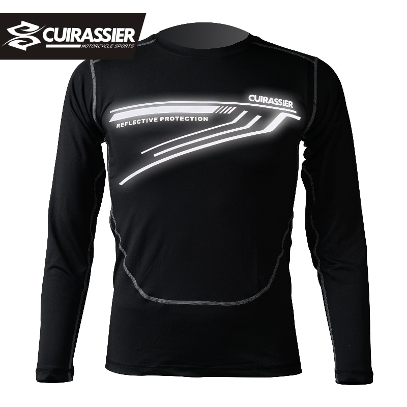 Cuirassier High Reflective LED Bright Quick Dry Underwear Motorcycle Skiing Armor Moisture absorption Winter Warm Shirts Men's