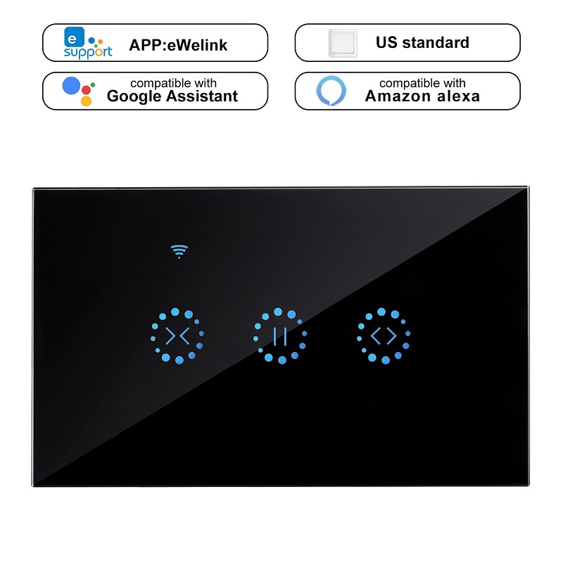 Clever Heimat WiFi Elektrische berühren Clever Jalousien vorhang schalter Ewelink APP Stimme Kontrolle durch Alexa Echo google Heimat Jalousien Motor-: uns Typ Schwarz