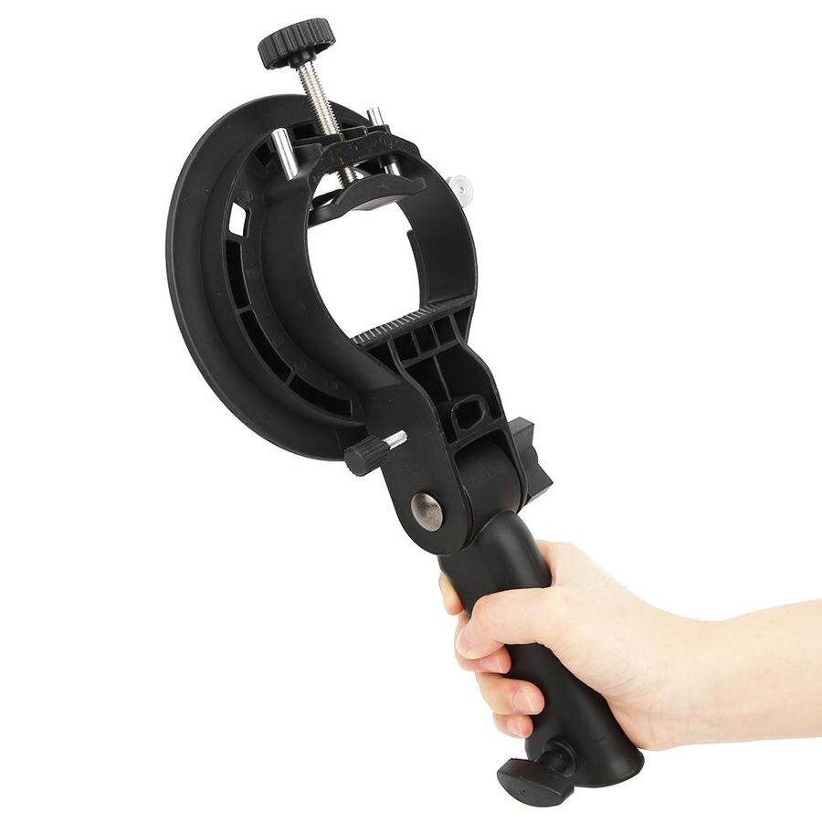Handheld Hand Grip S Shape Bracket Accessory for Bowens Mount Camera Top Flashlight