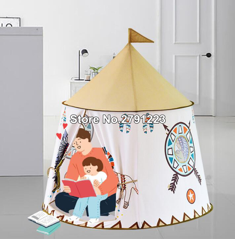 Yard Kid Tent House Portable Princess Castle 123*116cm Hang Flag Children Teepee Tent Play Tent Birthday Christmas