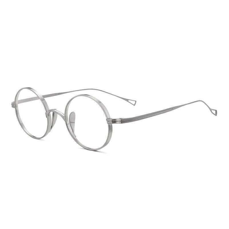 Reines Titan Brille Rahmen Männer retro Runde Brillen Frauen Myopie Optische Brillen Japanischen Handgemachte John Lennon: Silber-