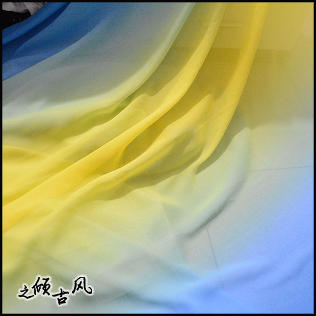 100D Blue Yellow Blue Fabric Gradient Chiffon Fabric for Dress Scarf Decoratavie Chiffon Fabric