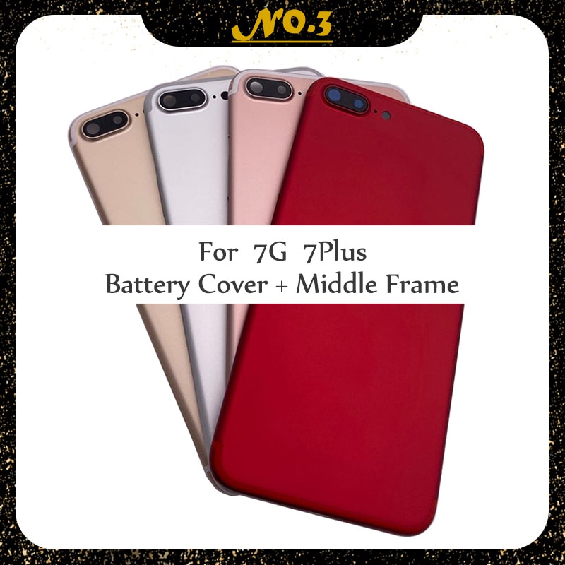 7 7p achterkant behuizing voor iphone 7 plus 7 plus achterkant batterijklep midden chassis frame + glazen deksel geen flexkabel onderdelen montage