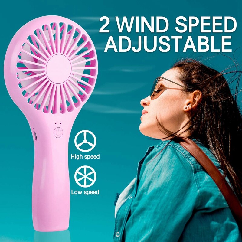Mini Handheld Fan Battery Powered Rechargeable Battery, Pink
