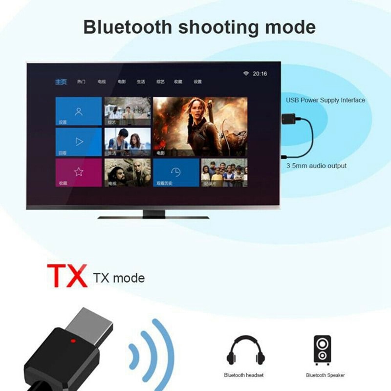 USB Bluetooth 5,0 Audio Receiver Transmitter 3,5mm Stereo Musik Wireless Adapter für TV Computer Lautsprecher Kopfhörer