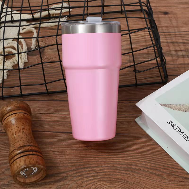 16oz Stackable Cup Travel Tumbler Stainless Steel Mug Ice Termo Double Wall Insulated Coffee Termo Caneca Termica Water bottle: pink