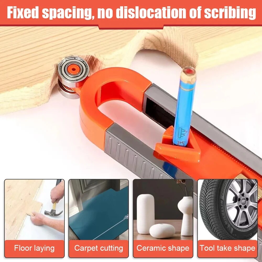 Profile Scribing Ruler Contour Gauge with Lock Adjustable Locking Precise Woodworking Measuring Gauge Profile Duplicator