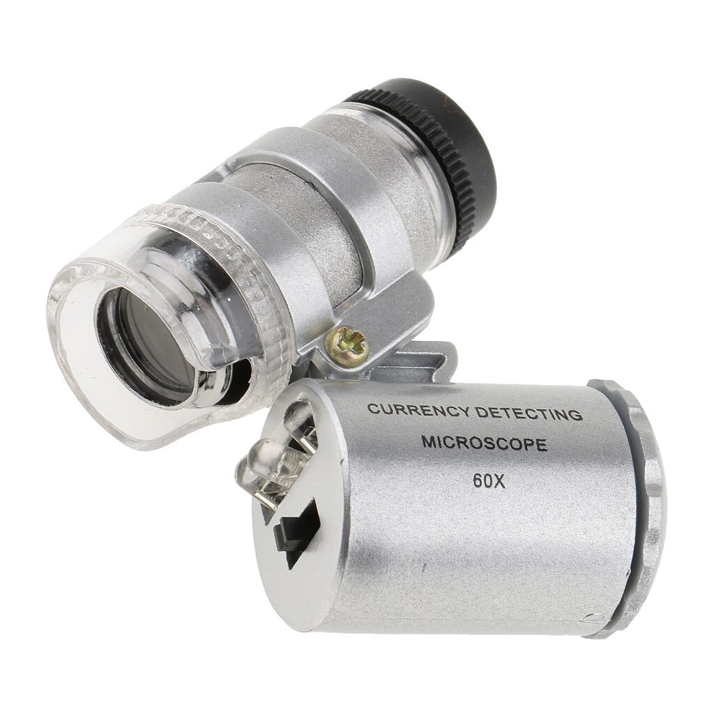Mini Microscope with LED Lamp Jeweler Magnifier Loupe 60X Magnifying