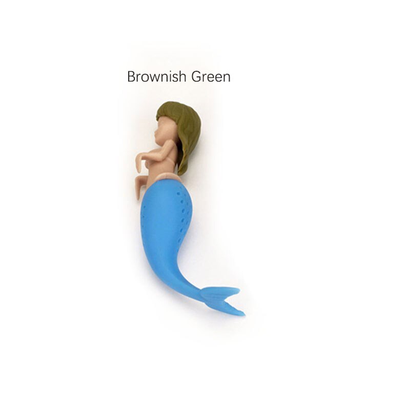 Dinosaur Shape Tea Infuser Leaf Herbal Spice Filter Strainers Silicone Tea Strainer Reusable Filter Tea Set Accessories: Mermaid-Green
