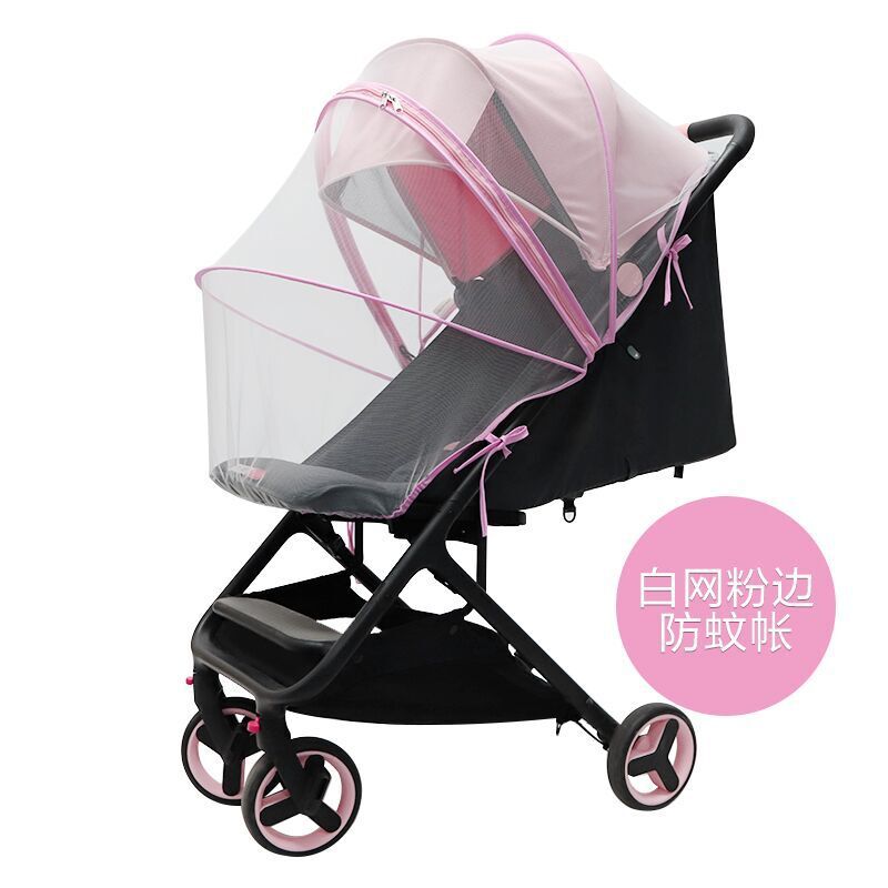 Universele Kinderwagen Klamboe Volledige Cover Zomer Mesh Fly Insect Bescherming Voor Yoyo Yoya Plus Bugaboo Cybex Kinderwagen: White Pink