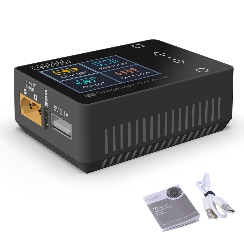 in Lagerbier ToolkitRC M6 Servo Tester Werkzeug 150w 10A DC Ausgang 1-6s Farbe Bildschirm Multi-funktion Ladegerät Und diagnostizieren V2