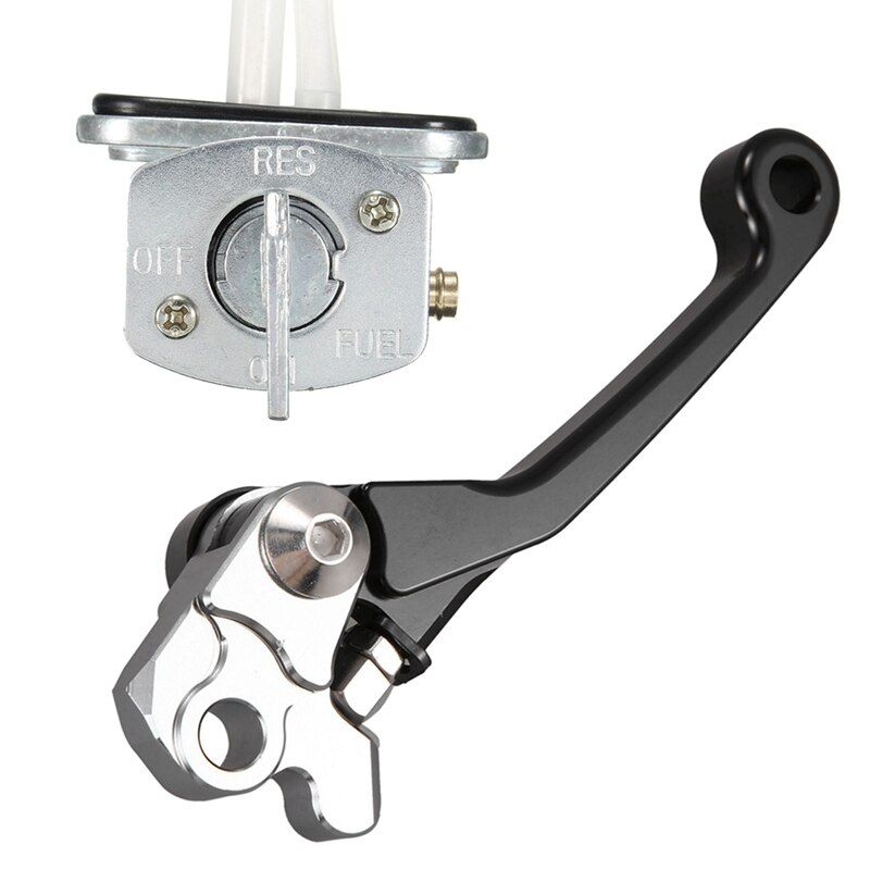1 Pcs Fuel Tank Tap Switch Valve Petcock Pump & 2Pcs Motorcycle Brake Lever Handle Cnc Lever Handle