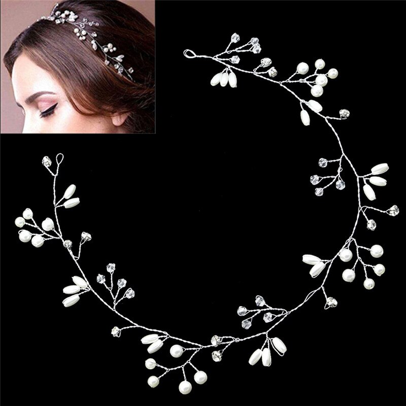 1 Uds. De diademas Vintage con perlas y hojas para novia, tocados para novia, tocado para el pelo de dama de honor