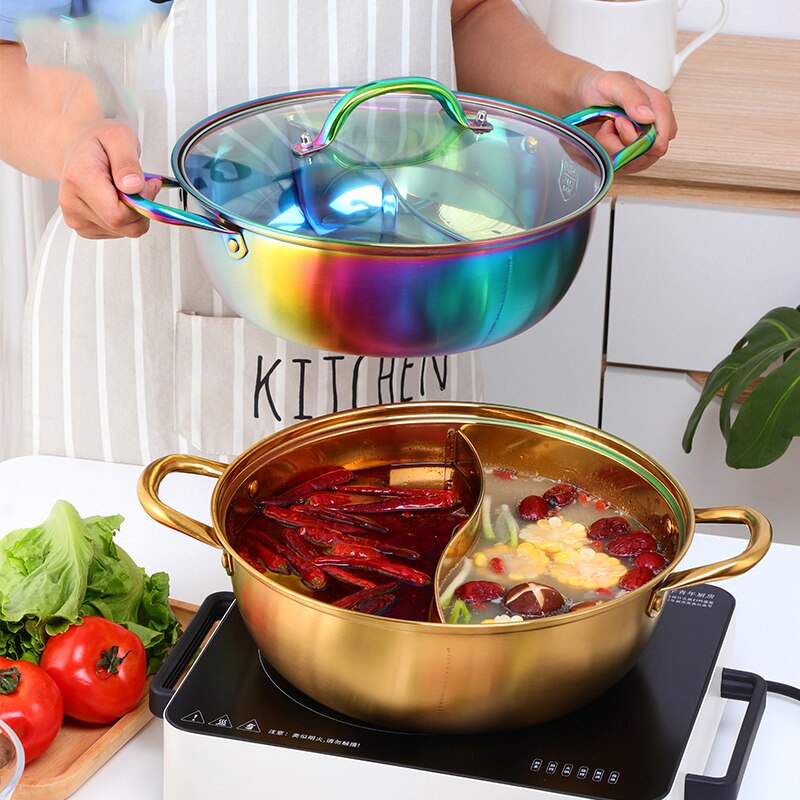 Chinese Pot Stainless Steel Cooking Pot Kitchen Utensils Single-Layer Compatible Soup Stock Pots Home Cookware