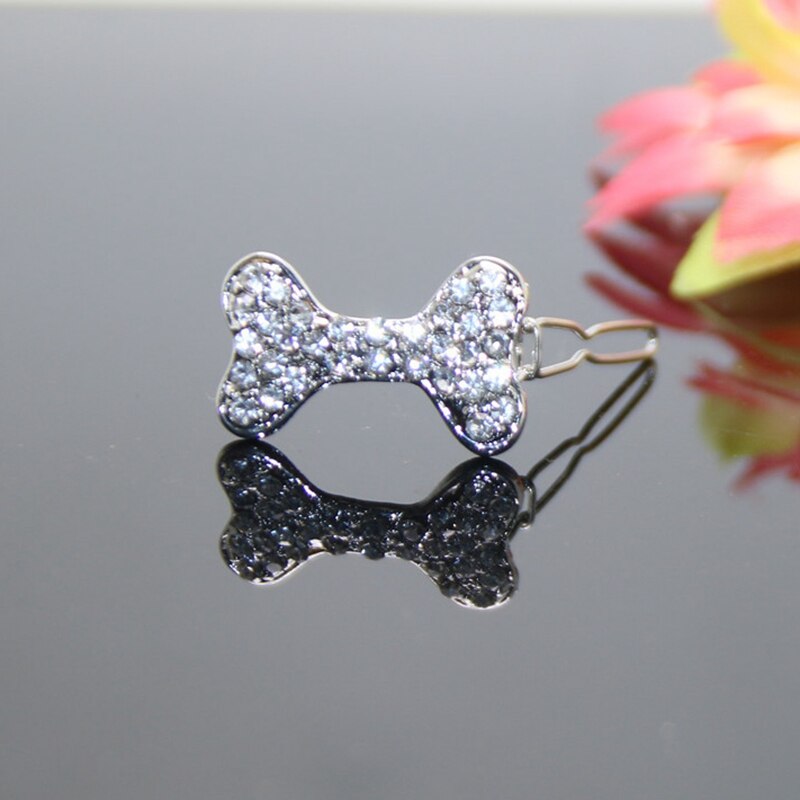 Smuk kæledyrslegering hårspænde rhinestone stil hund hovedbeklædning sød sløjfe blomst hårnåle multifarve hunde hår tilbehør