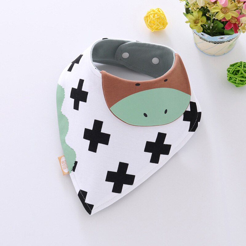Reusable Washable Cotton Baby Bibs Burp Cloth Cartoon Animals Printing Triangle Bibs Cotton Adjustable Baby Meal Bib Infant Bibs: Cow