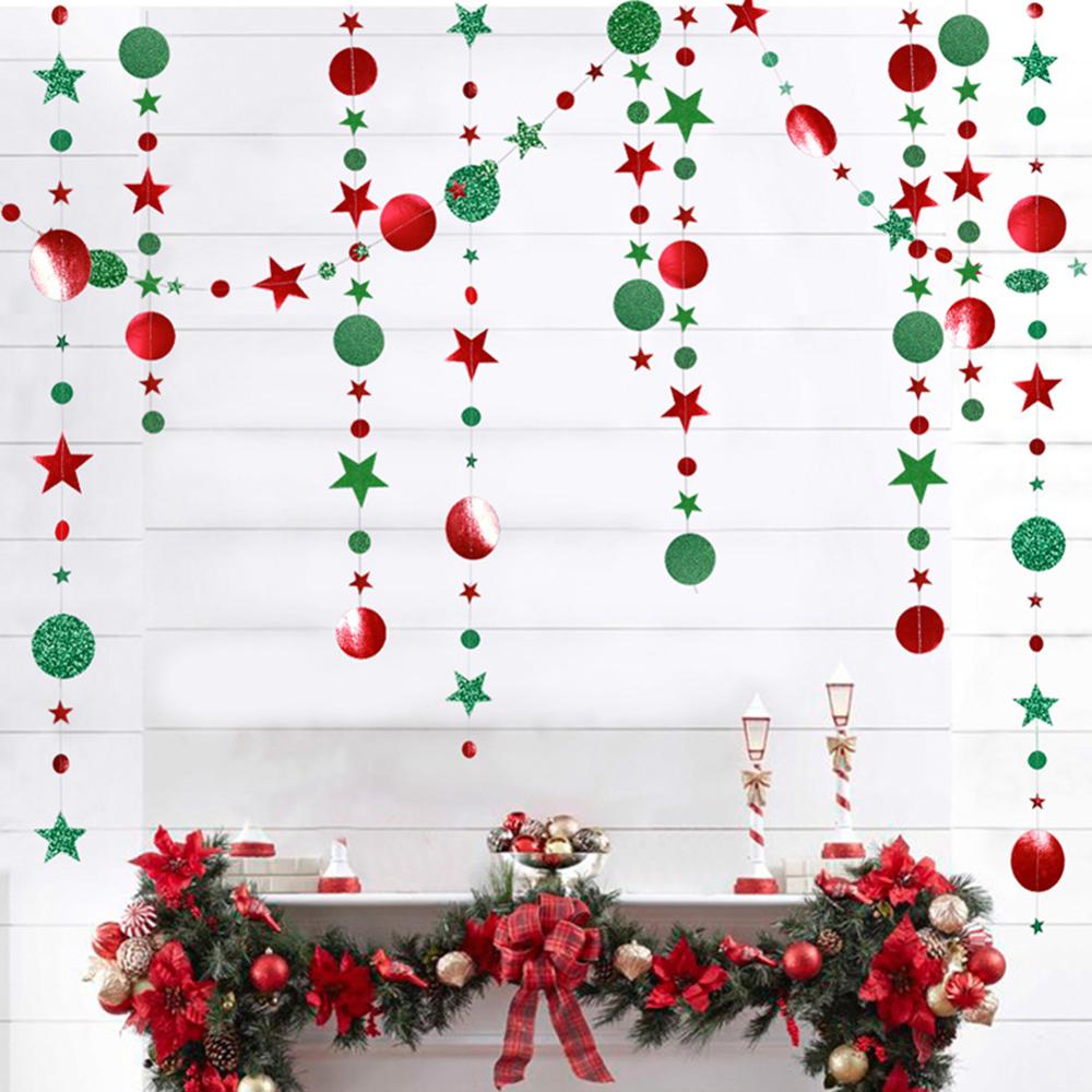 Jul 4m rund skive efterår tema hængende banner bunting fest klasseværelse fødselsdag indretning ornament hus vindue: Grøn rød