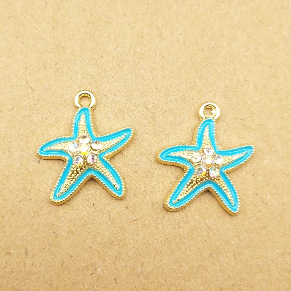 10 個ヒトデとシェルエナメルジュエリーメイキングファッションイヤリングペンダントネックレスブレスレットチャーム: starfish -blue