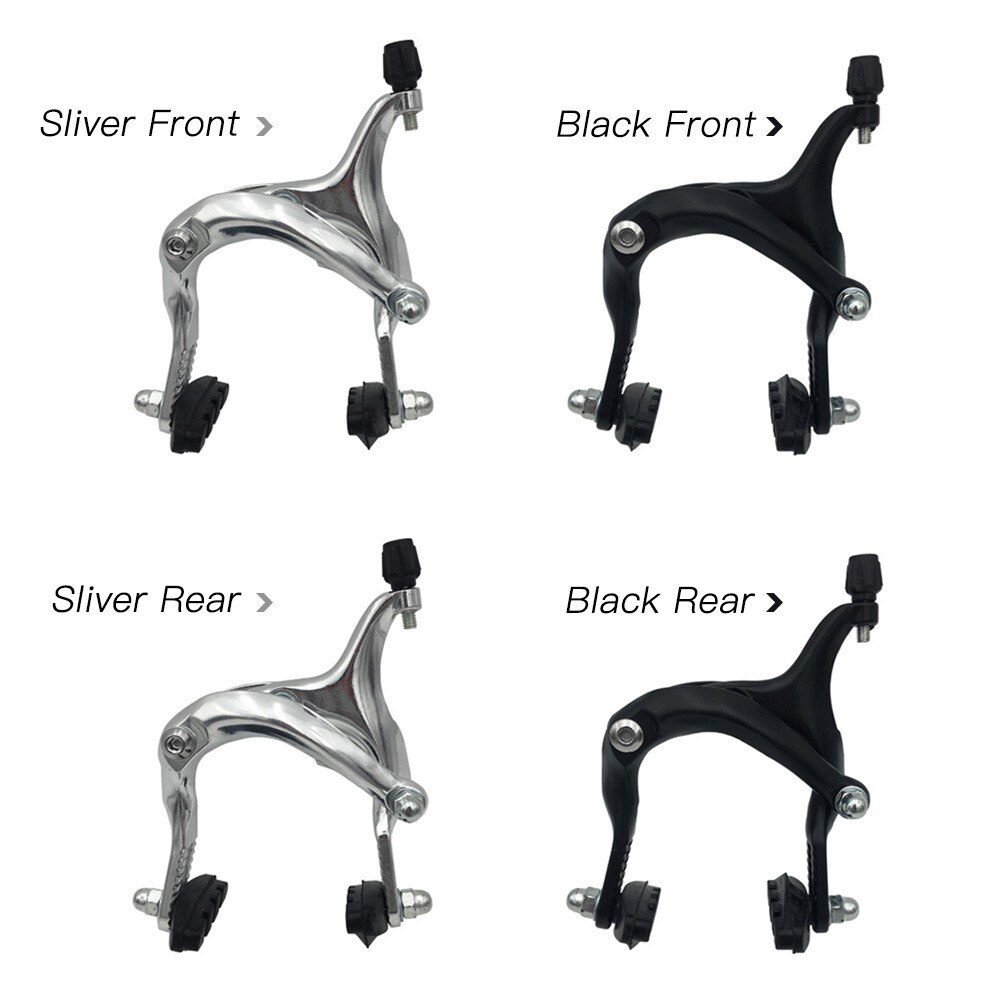 Aluminum Bike U Brake Caliper Front / Rear Long Arm Brake Calipers: Black Front
